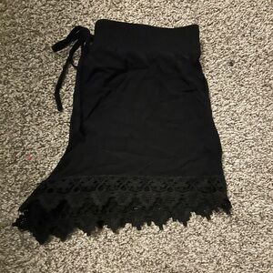 Lace bottom black booty shorts